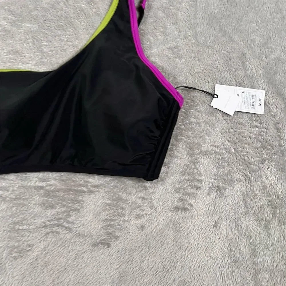 Shade‎ & Shore Women's One Shoulder Bralette Bikini Top Black Size XL NWT